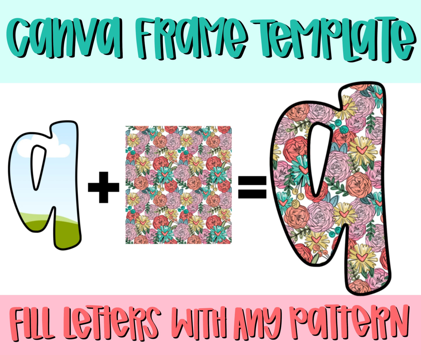 Canva Frame Template UPPERCASE ONLY Alphabet | Fill your own font | Sublimation Design | Digital Download | Women’s, Kids Shirt PNG