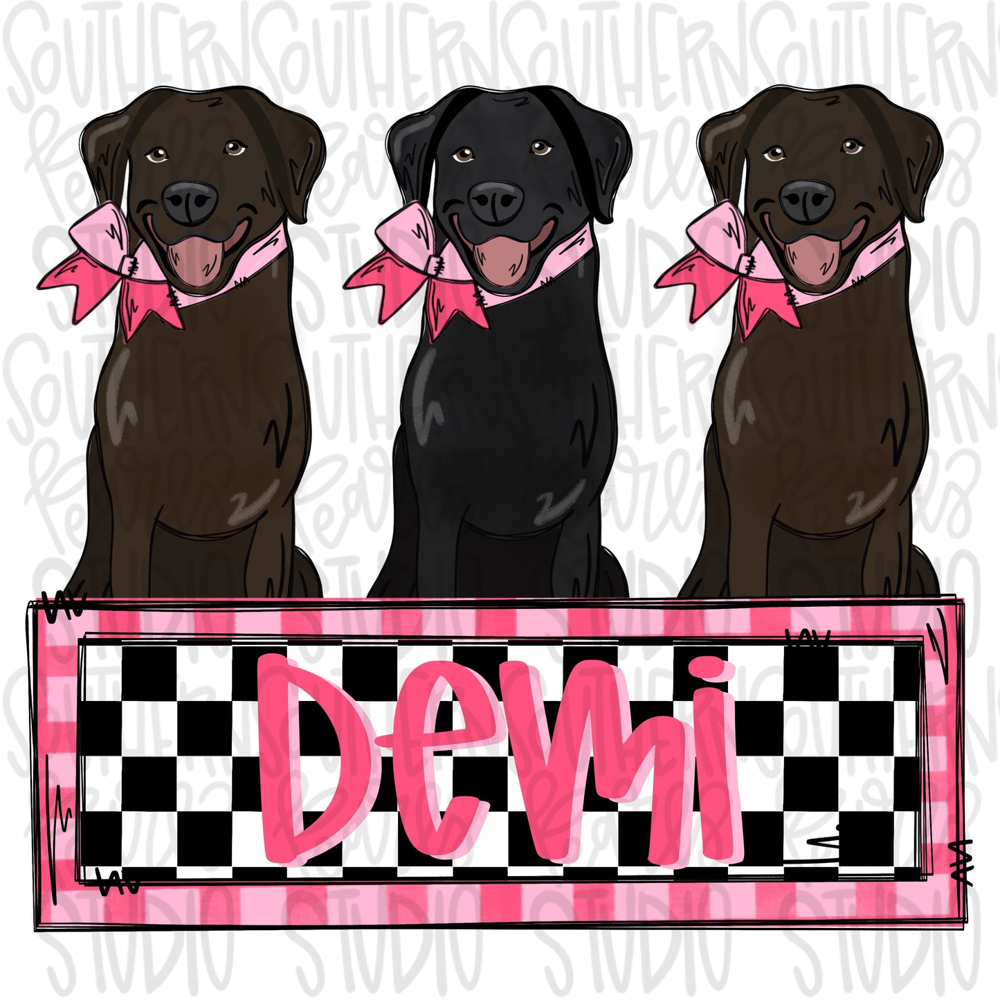 Black and chocolate lab trio girls with patch | Sublimation Design | Digital Download | Women’s, Kids Shirt PNG
