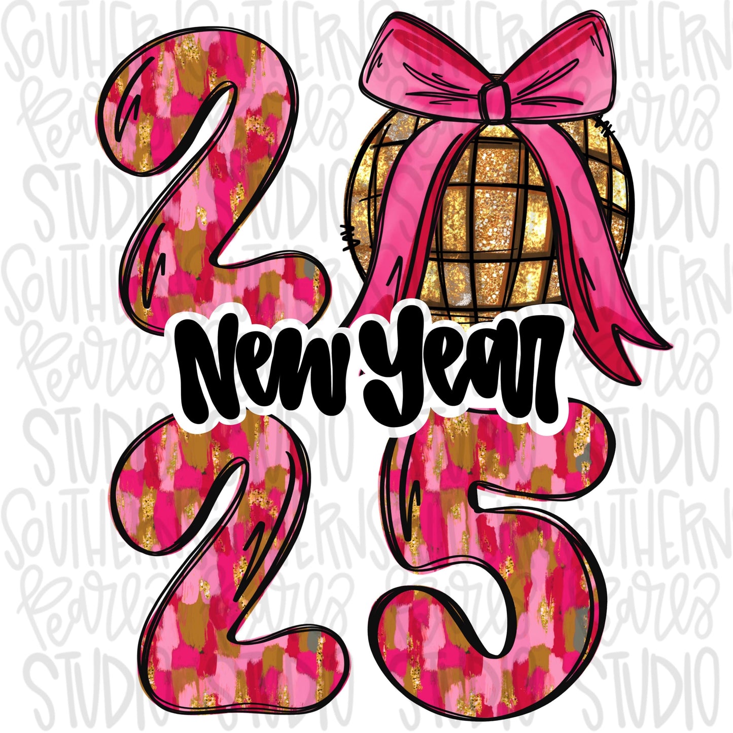 New Year 2025 Bow | Sublimation Design | Digital Download | Women’s, Kids Shirt PNG