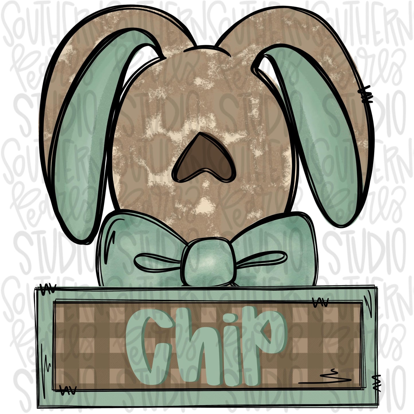 Easter Bunny with bowtie and name patch boy | Sublimation Design | Digital Download | Women’s, Kids Shirt PNG