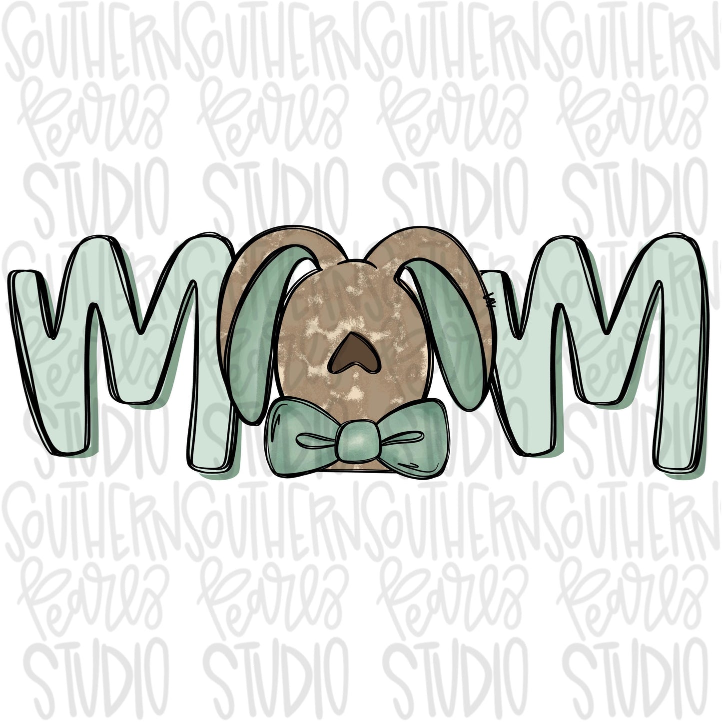 Mom with boy Easter Bunny with bowtie | Sublimation Design | Digital Download | Women’s, Kids Shirt PNG