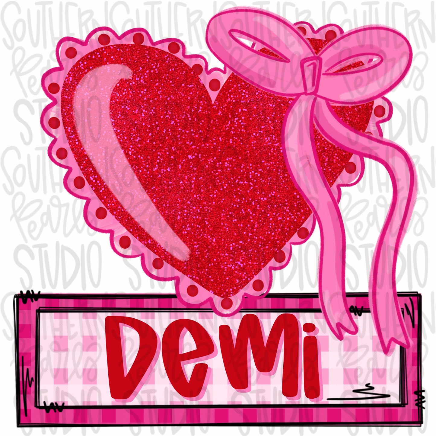 Valentine heart with bow and name patch | Sublimation Design | Digital Download | Women’s, Kids Shirt PNG