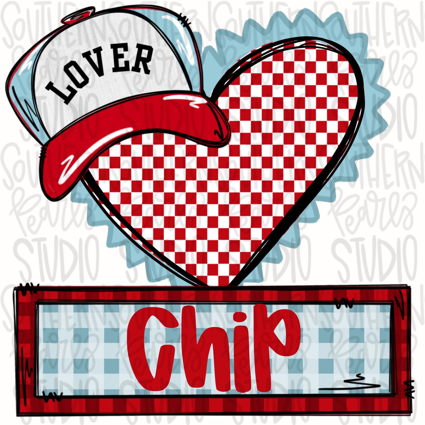 Valentine heart with hat and name patch | Sublimation Design | Digital Download | Women’s, Kids Shirt PNG
