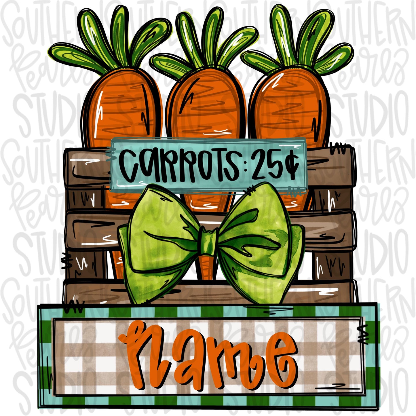 Carrots for sale in crate with bow | name patch | Sublimation Design | Digital Download | Women’s, Kids Shirt PNG