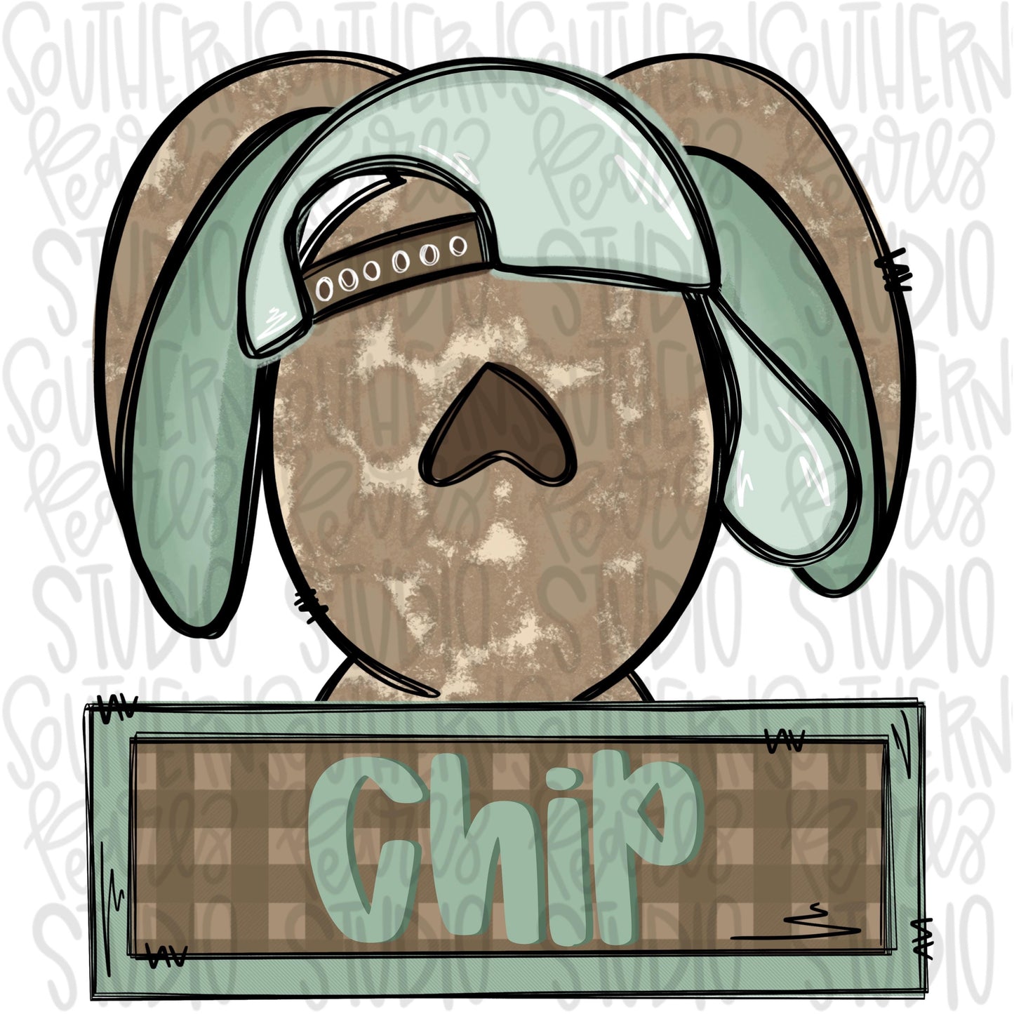 Easter Bunny with hat and name patch boy | Sublimation Design | Digital Download | Women’s, Kids Shirt PNG