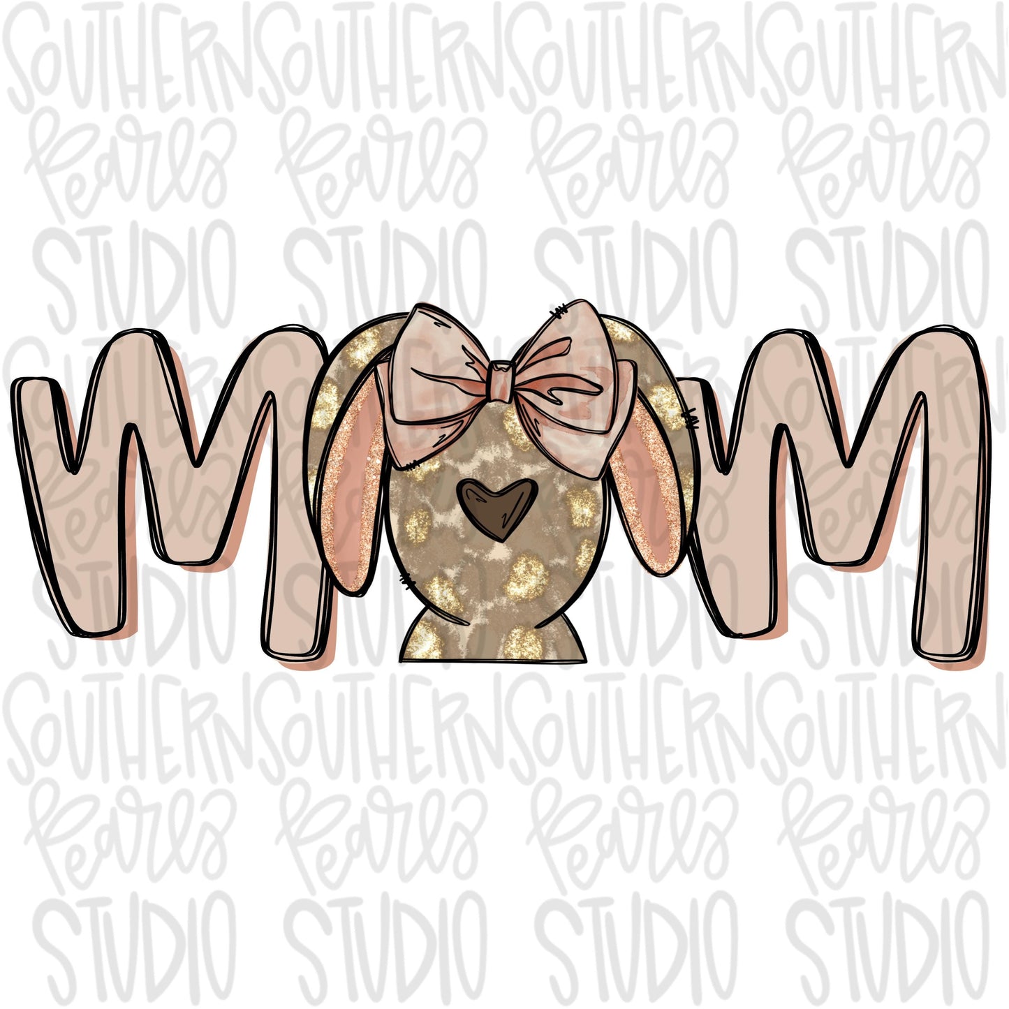 Mom with girl Easter Bunny | gold foil | Sublimation Design | Digital Download | Women’s, Kids Shirt PNG