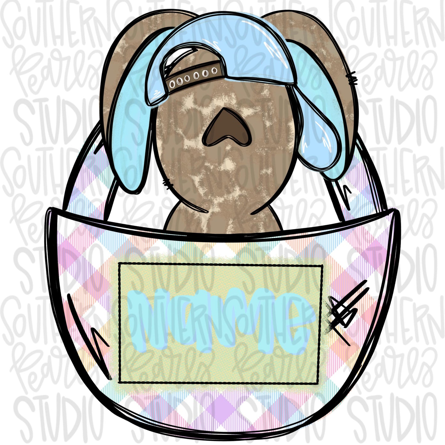 Easter Bunny in colorful basket with name patch boy | Sublimation Design | Digital Download | Women’s, Kids Shirt PNG