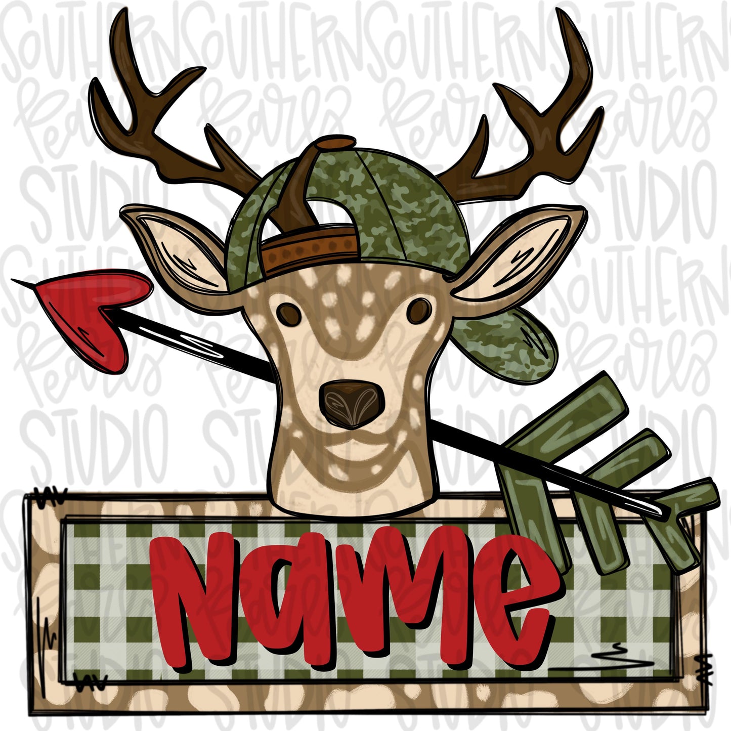 Valentine buck with heart arrow and name patch | Sublimation Design | Digital Download | Women’s, Kids Shirt PNG