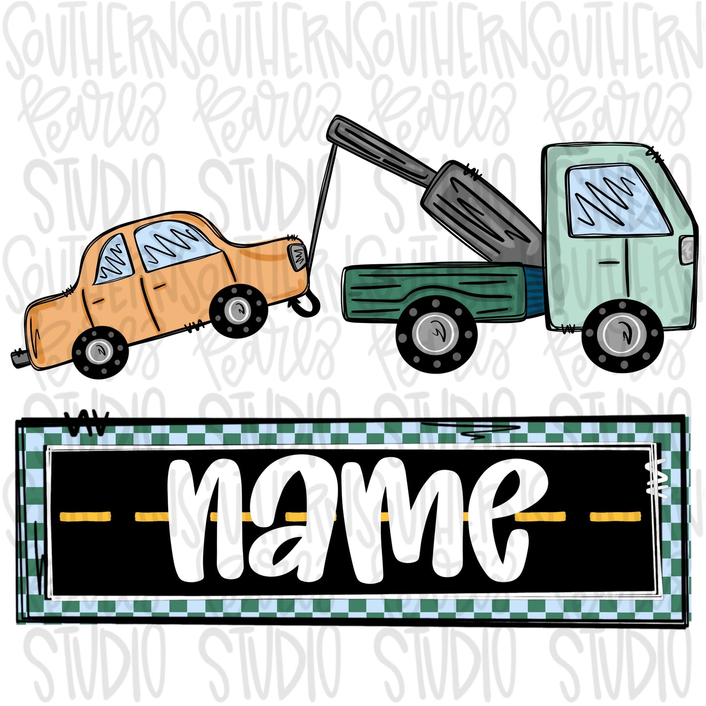Tow truck design with name plate | Sublimation Design | Digital Download | Women’s, Kids Shirt PNG