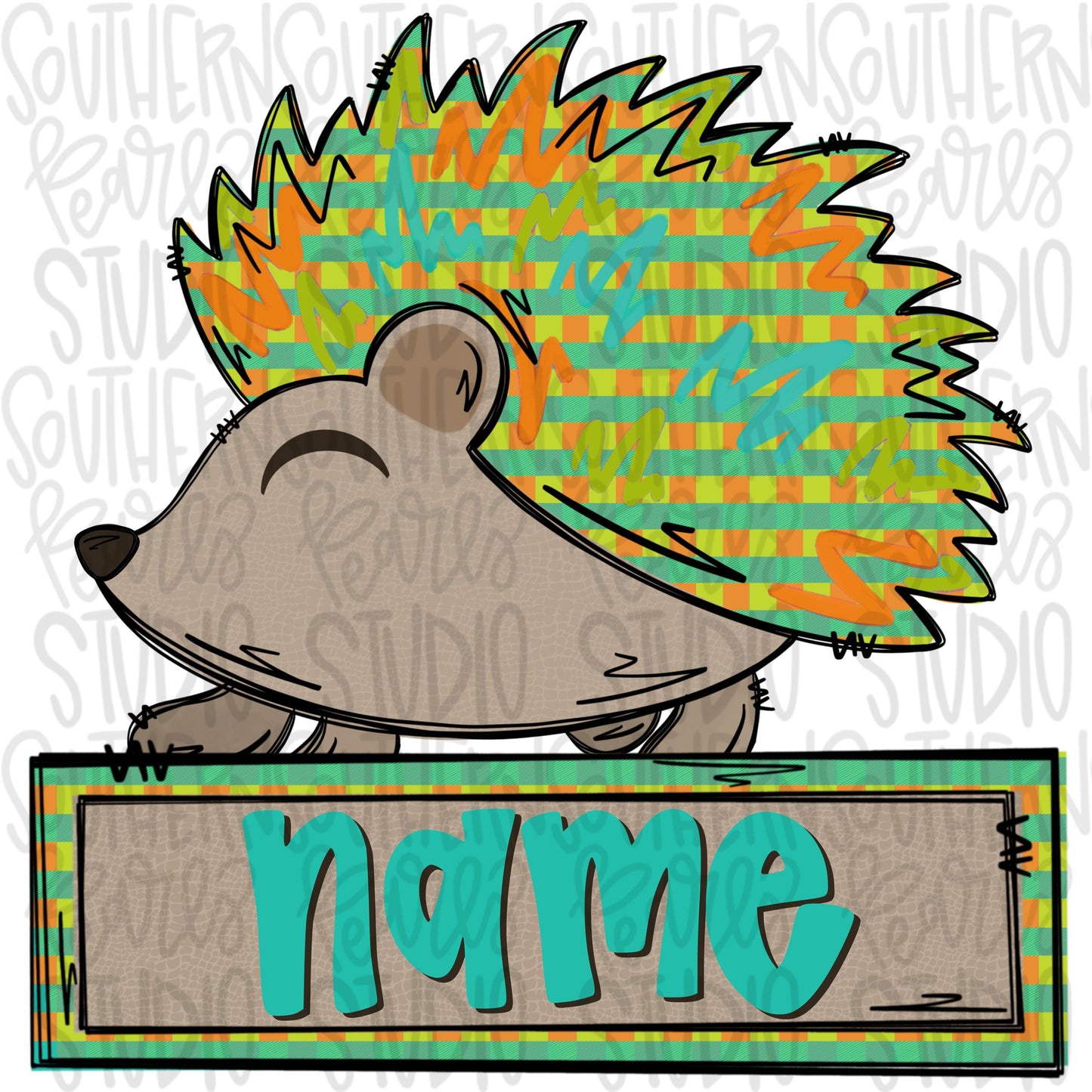 Hedgehog with name patch | Sublimation Design | Digital Download | Women’s, Kids Shirt PNG
