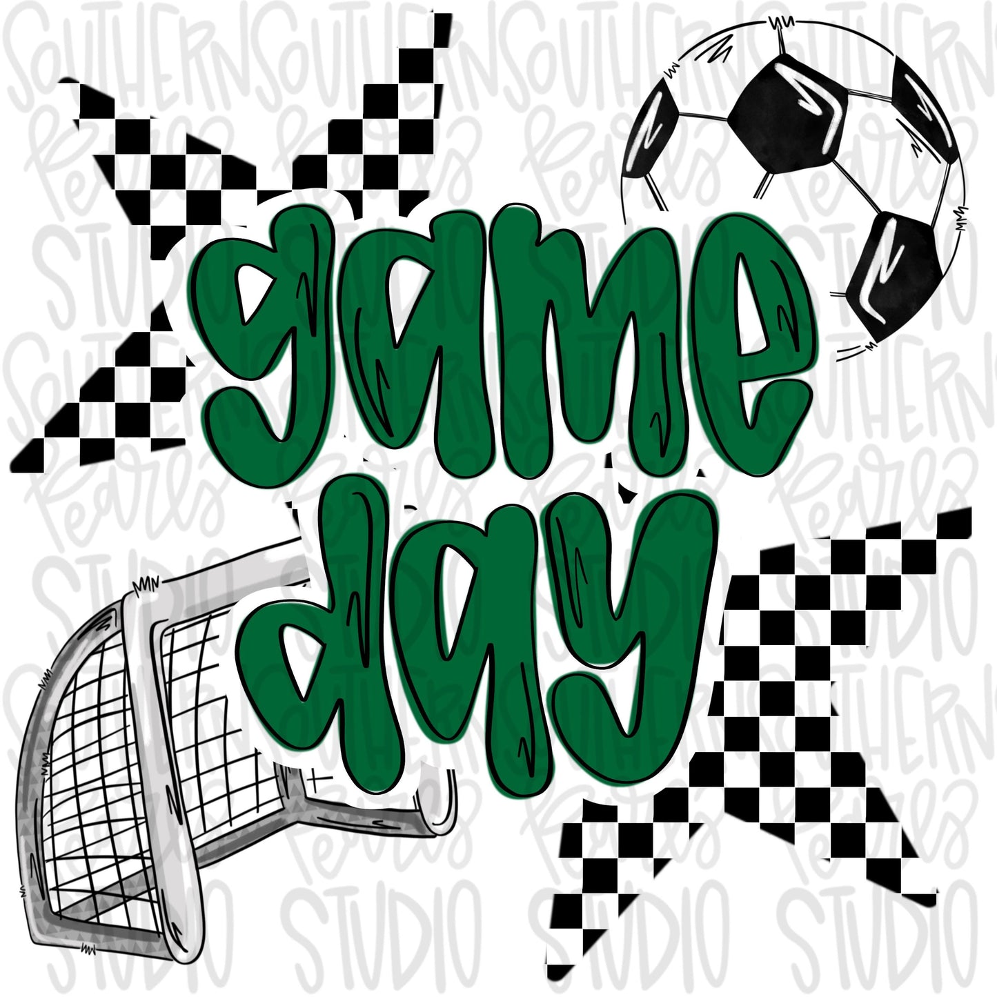 Game Day soccer | green, Black and White | Go Team | PNG | Sublimation | Design Download