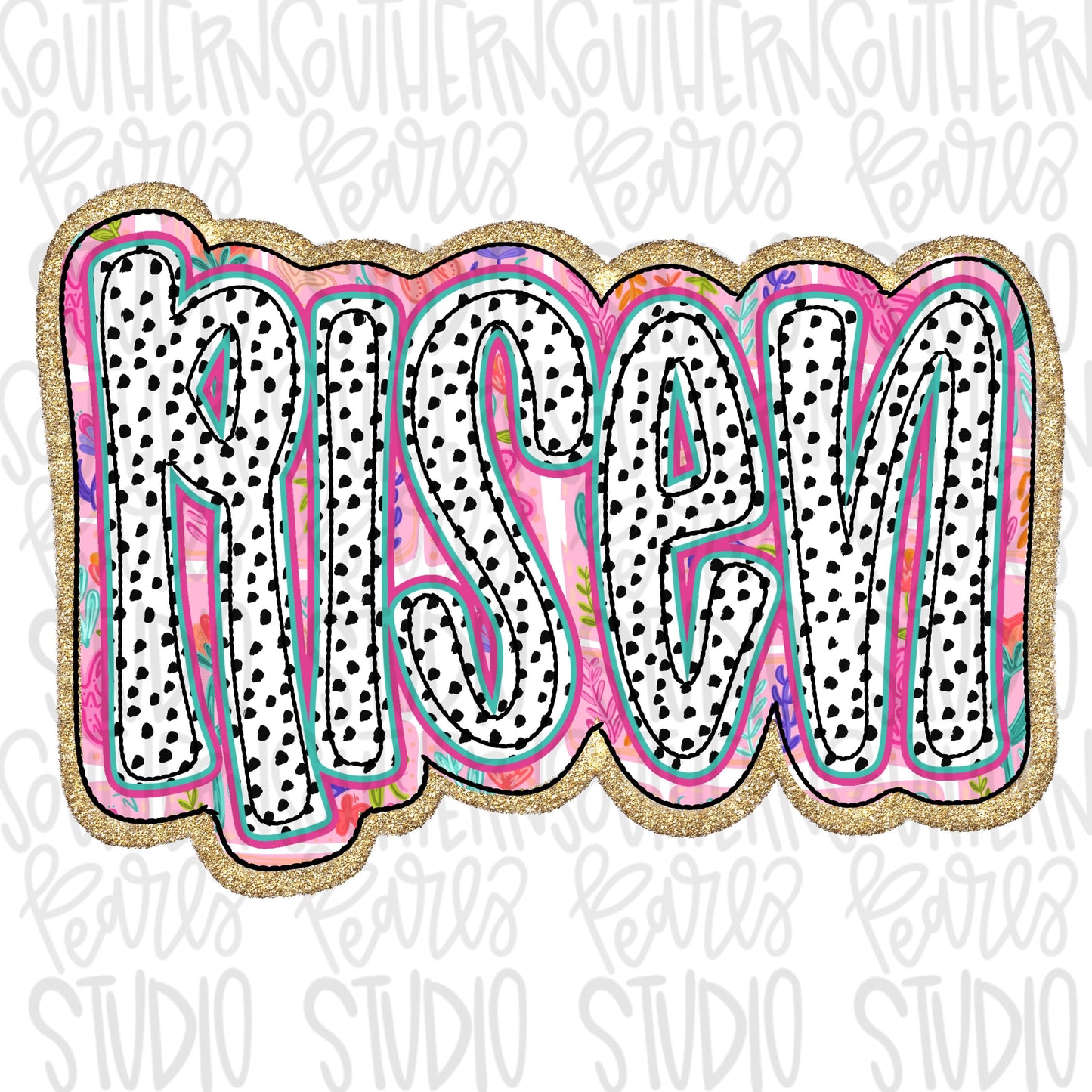 Risen Dalmatian print and bright colors | Easter | Sublimation Design | Digital Download | Women’s, Kids Shirt PNG