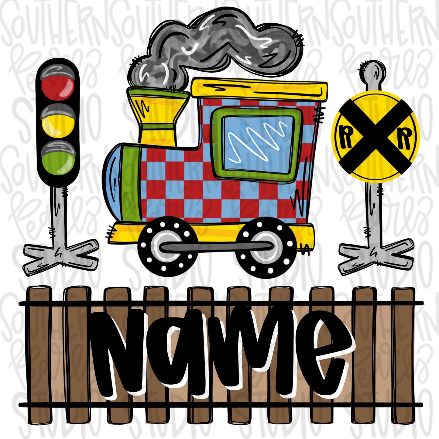 Railroad train trio design with name plate | Sublimation Design | Digital Download | Women’s, Kids Shirt PNG