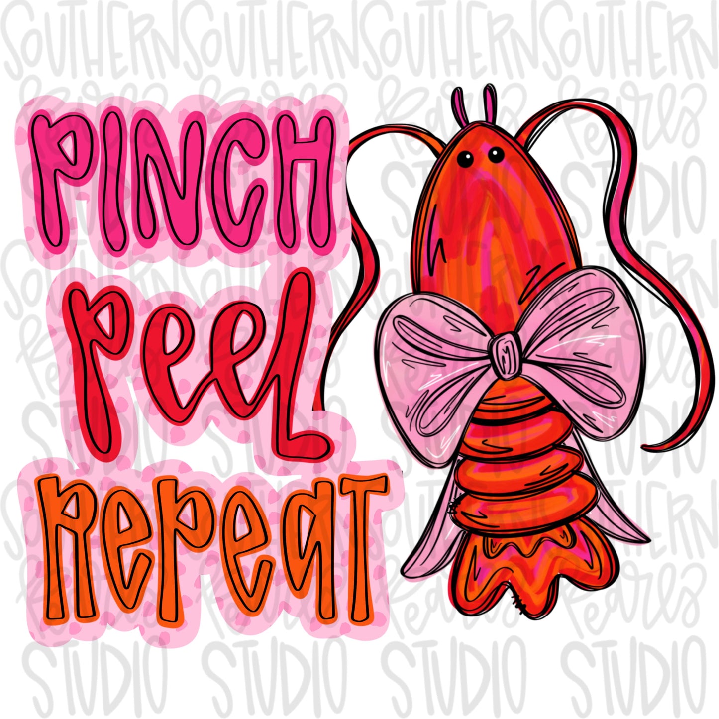 Pink Peel Repeat | Crawfish with bow | Crawfish Season | Sublimation Design | Digital Download | Women’s, Kids Shirt PNG