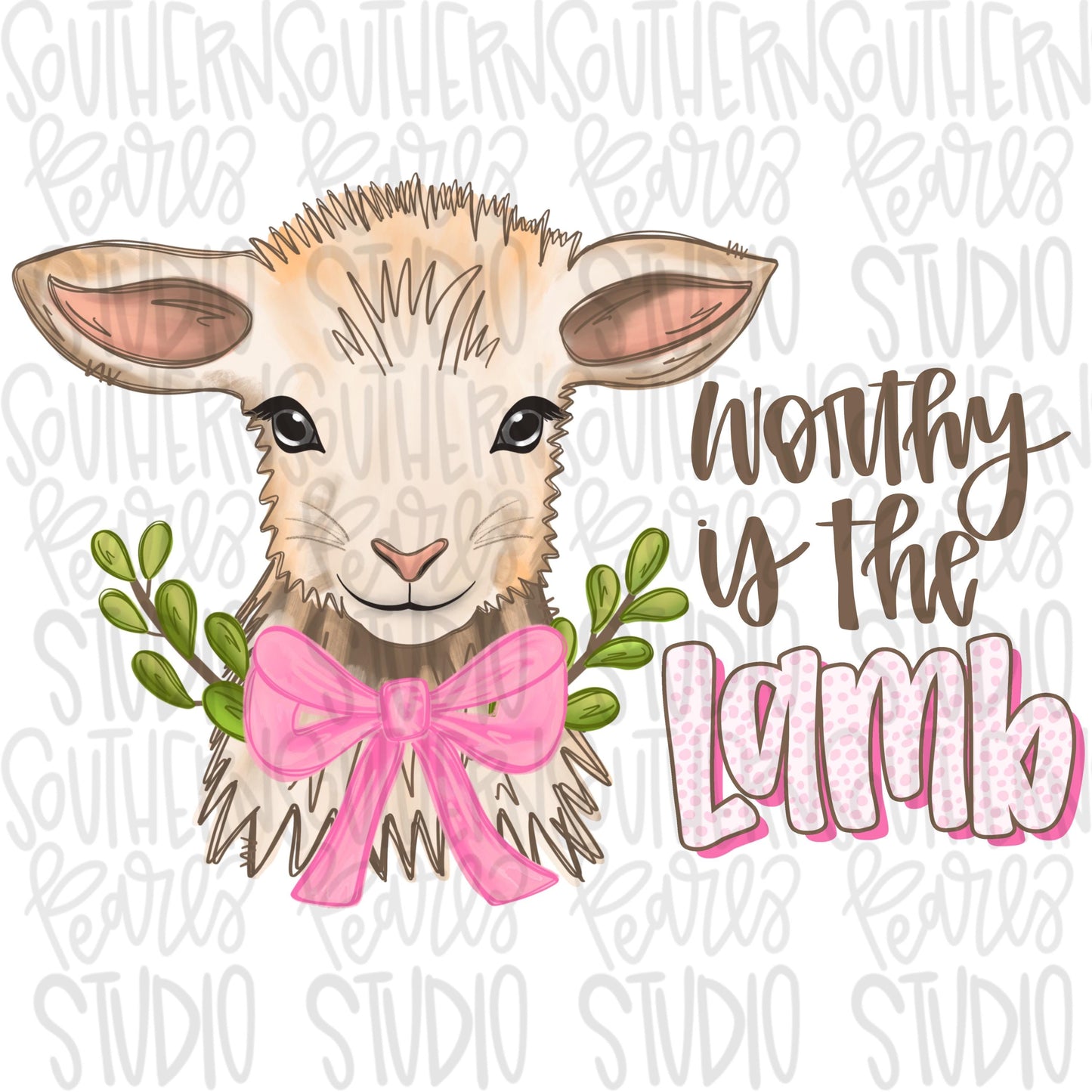 Worthy is the Lamb | Baby lamb with bow | Easter | Sublimation Design | Digital Download | Women’s, Kids Shirt PNG