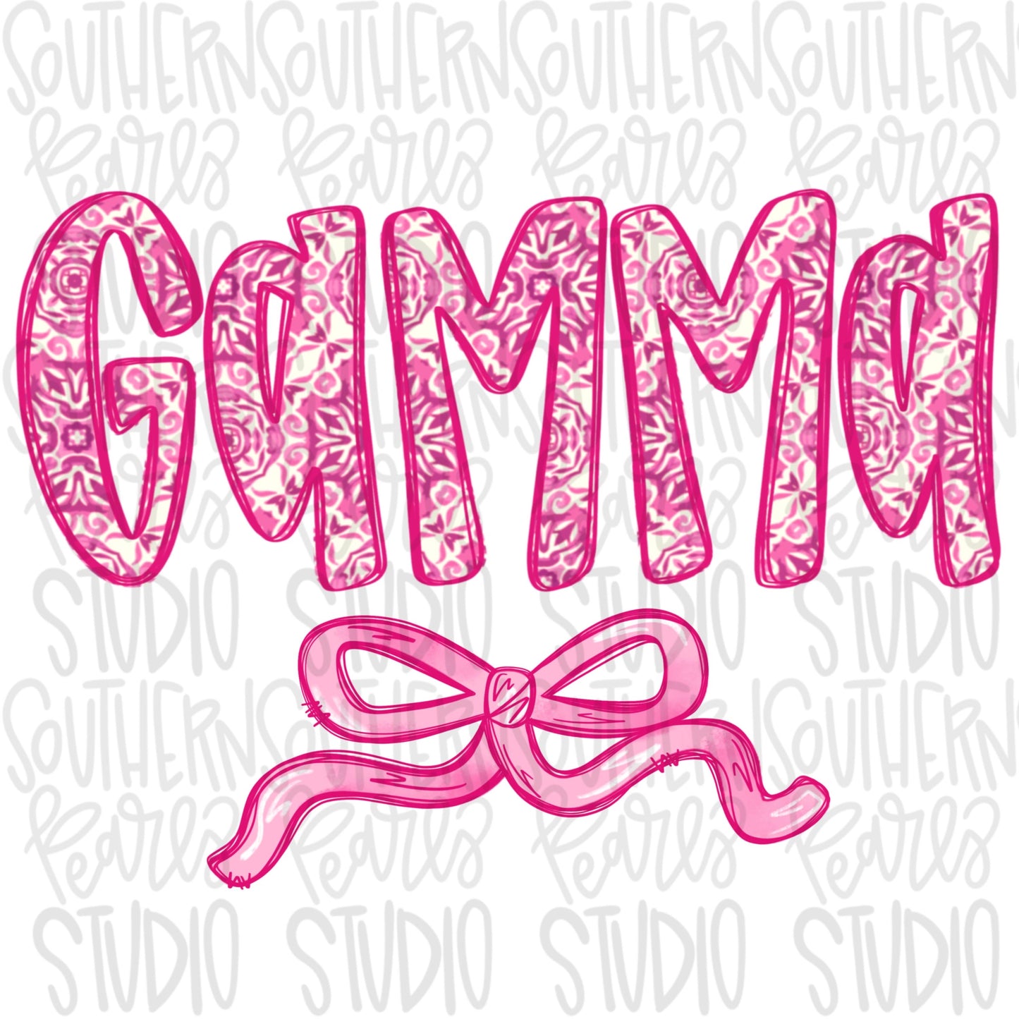 Gamma pink floral with bow | Sublimation Design | Digital Download | Women’s, Kids Shirt PNG