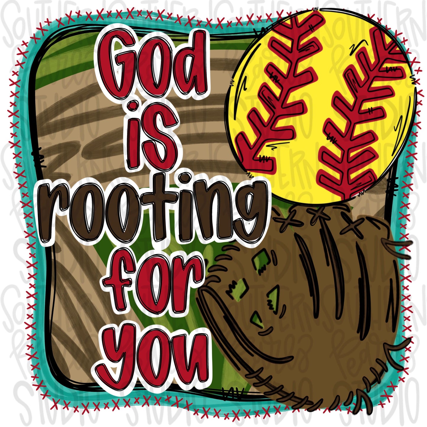 God is rooting for you | softball | pocket and large design | game day | Go Team | PNG | Sublimation | Design Download