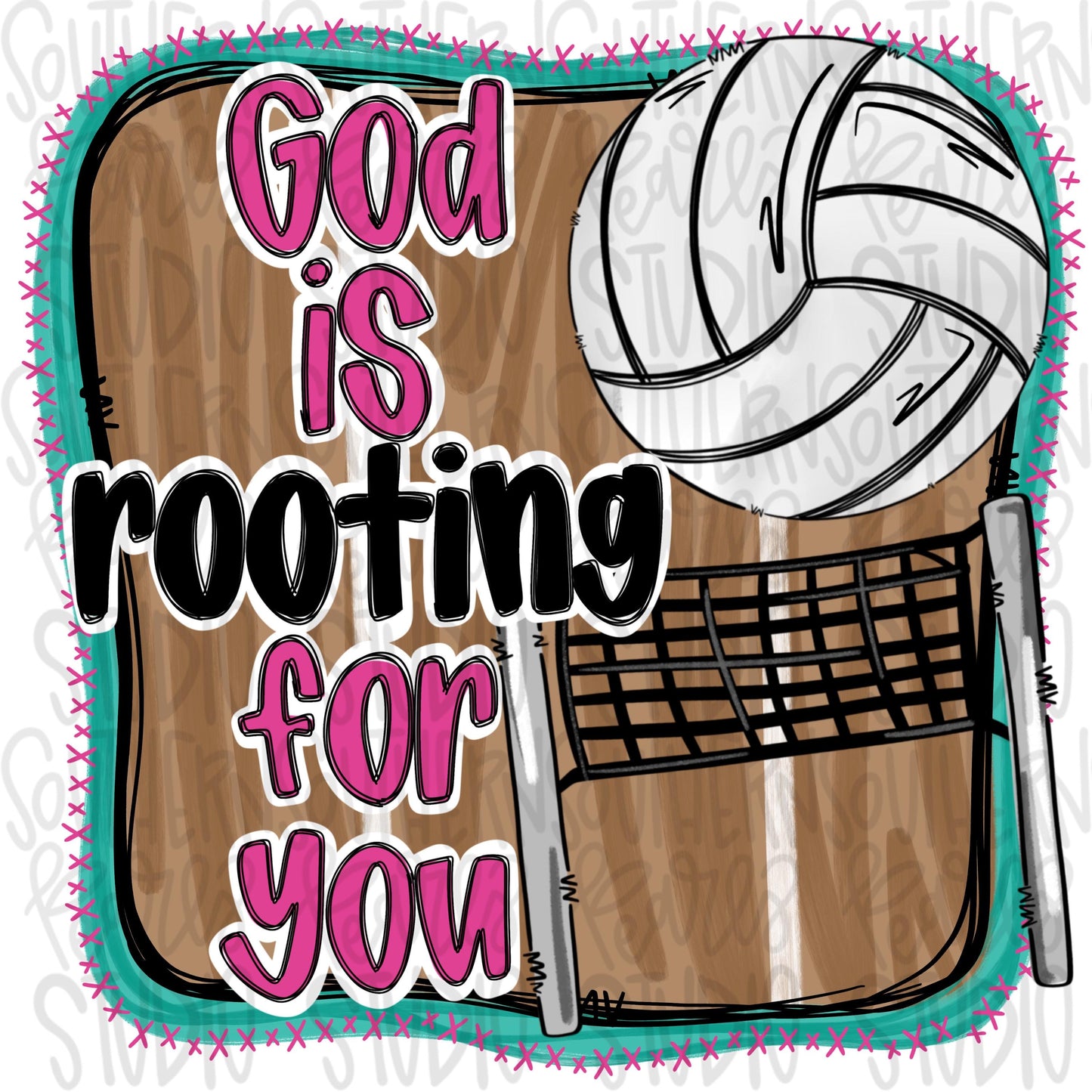 God is rooting for you | volleyball | pocket and large design | game day | Go Team | PNG | Sublimation | Design Download