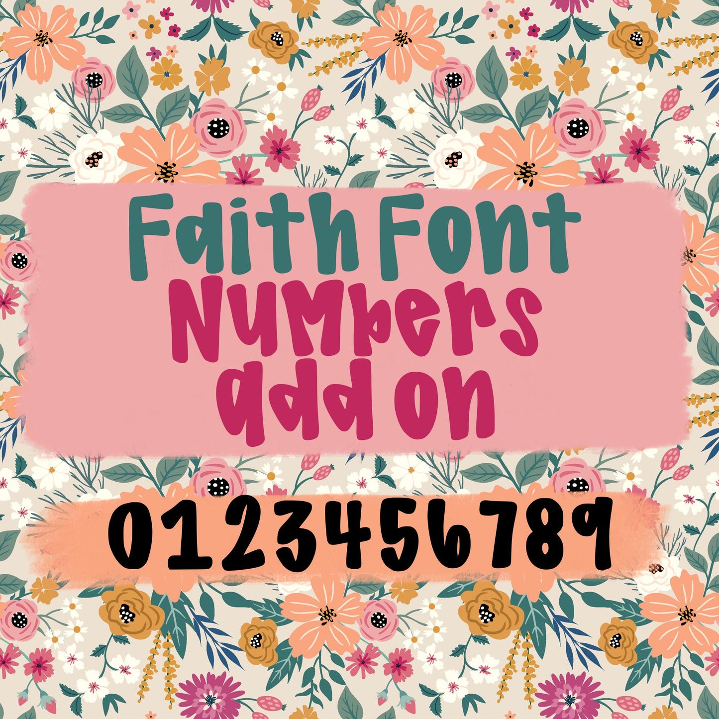 Faith Font Numbers Add On , handwritten font, procreate font, cricut font, silhouette font, script font, cute font