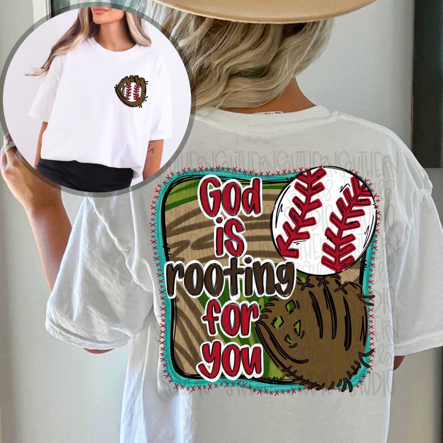 God is rooting for you | baseball | pocket and large design | game day | Go Team | PNG | Sublimation | Design Download