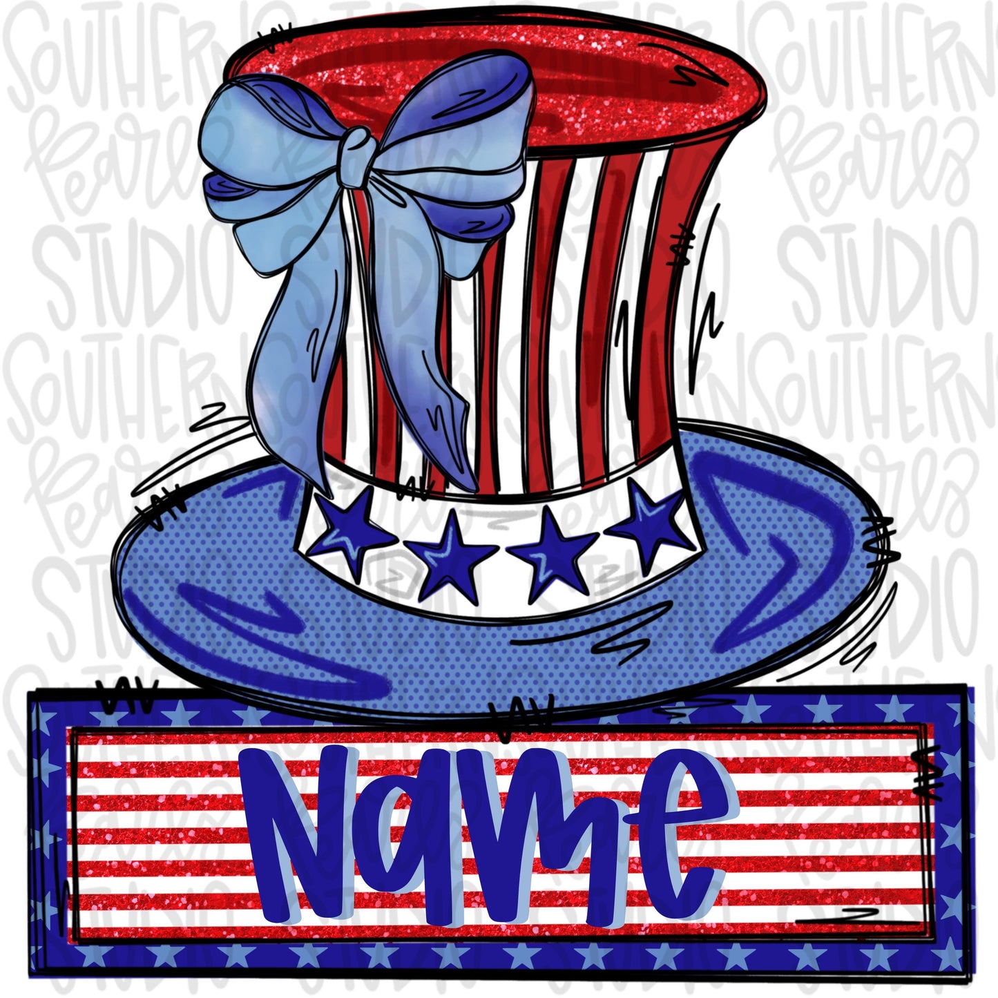 Patriotic hat with bow and name patch | top hat | Freedom | Patriotic | Sublimation Design | Digital Download | Women’s, Kids Shirt PNG