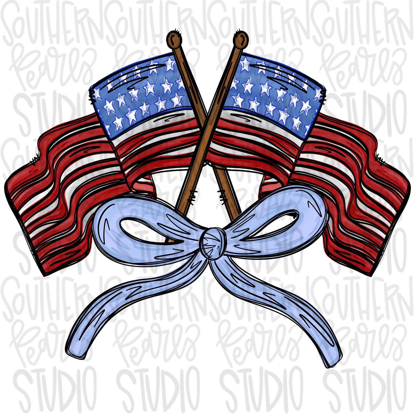 American flags with bow | Freedom | Patriotic | front and back designs | Sublimation Design | Digital Download | Women’s, Kids PNG