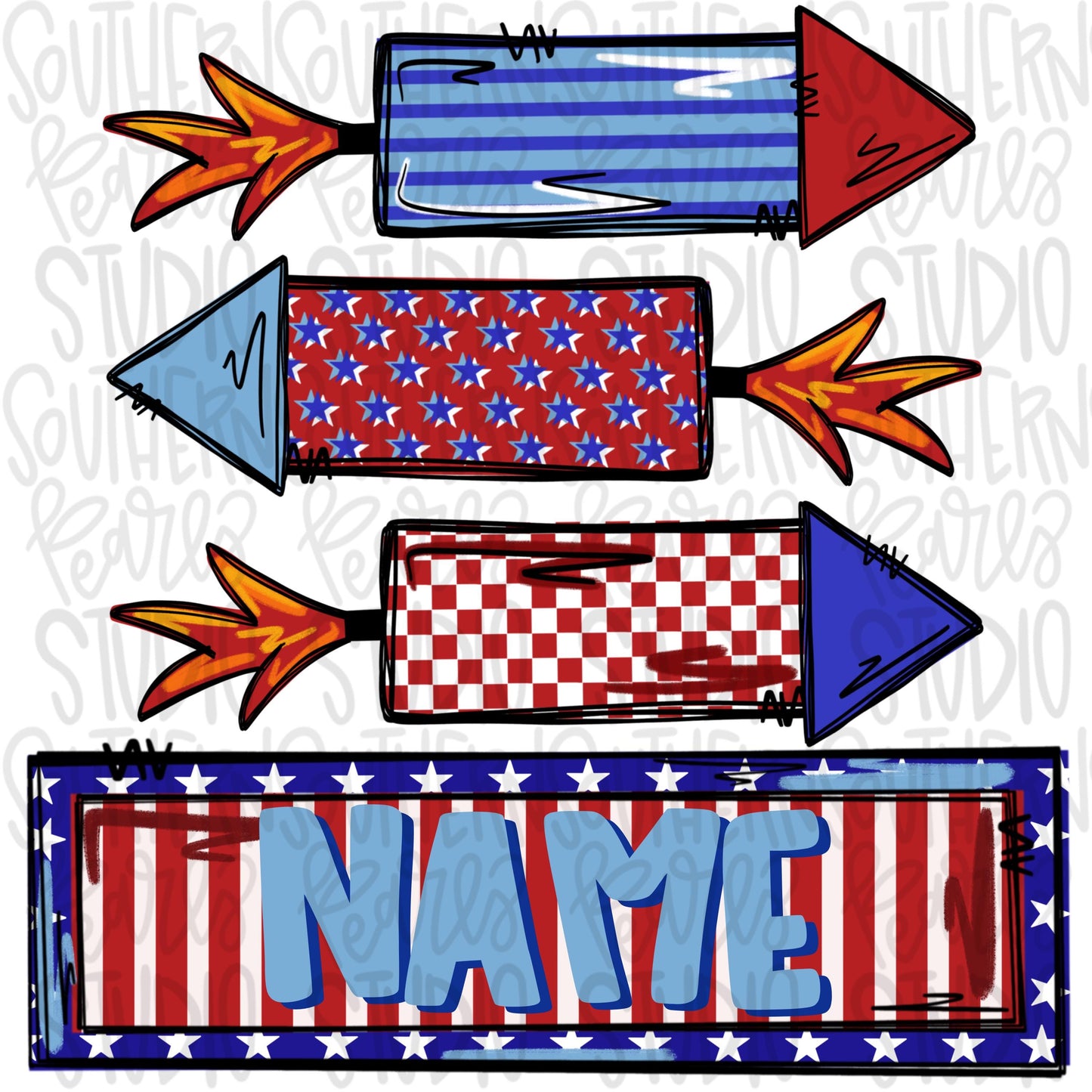 Rocket trio with name patch | Freedom | Patriotic | Sublimation Design | Digital Download | Kids | PNG