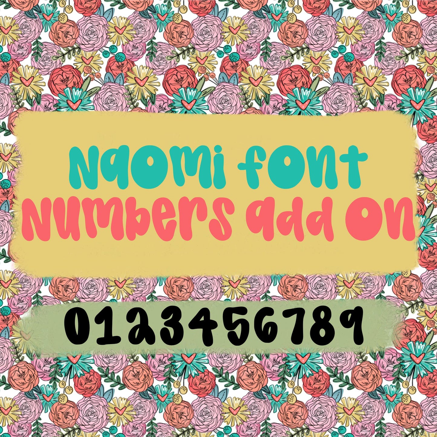 Naomi Font Numbers Add On , handwritten font, procreate font, cricut font, silhouette font, script font, cute font