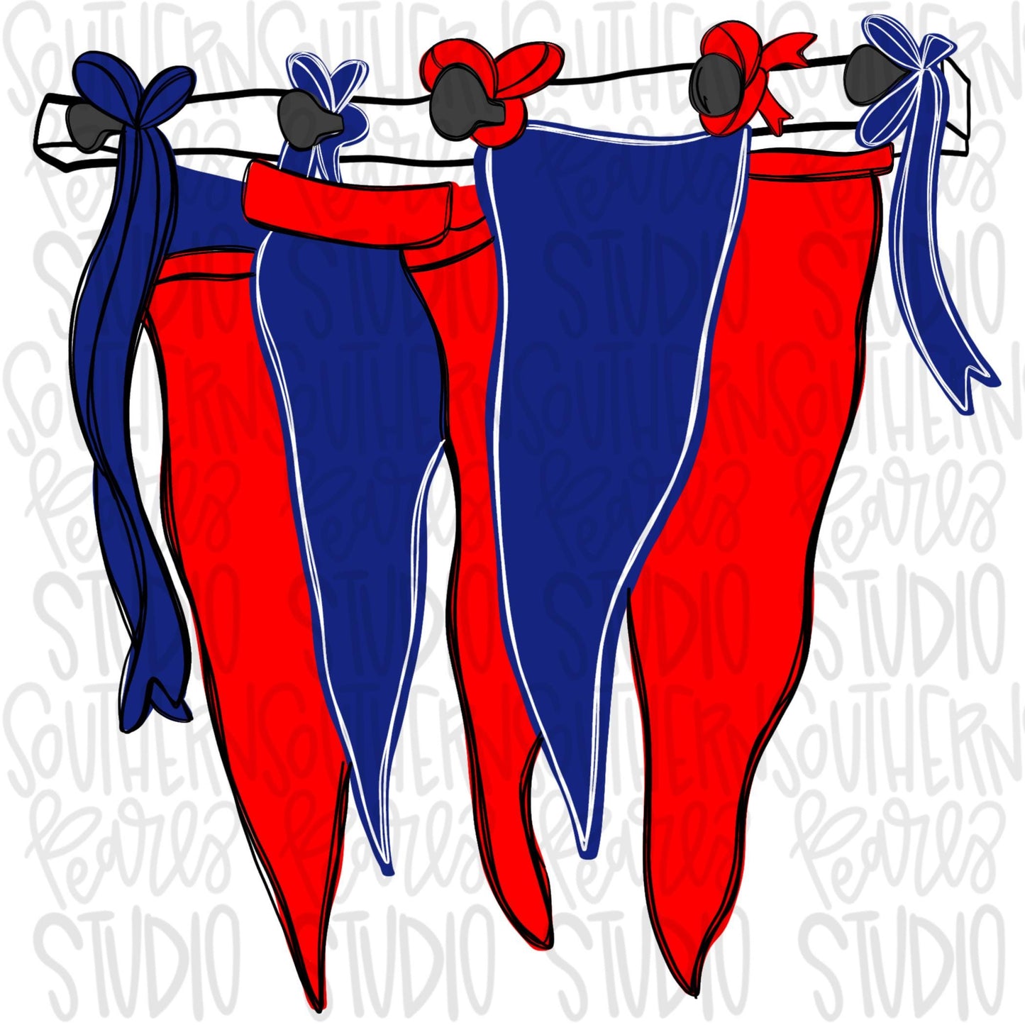 Build your own Team Pennants | Royal and bright red | Go Team | PNG | Sublimation | Design Download