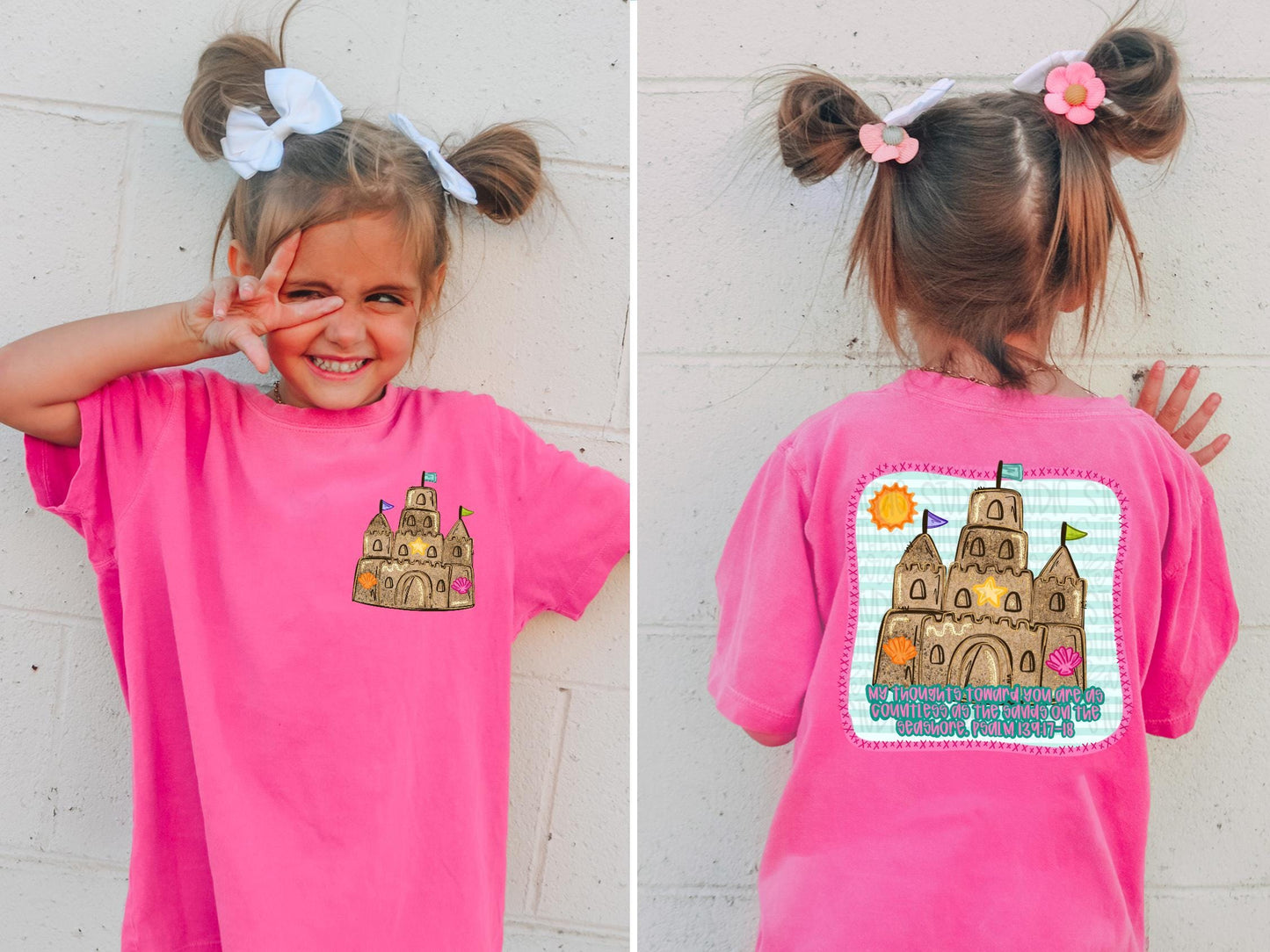 Sand castle with Bible verse girly | front and back designs | Sublimation Design | Digital Download | Women’s, Kids Shirt PNG