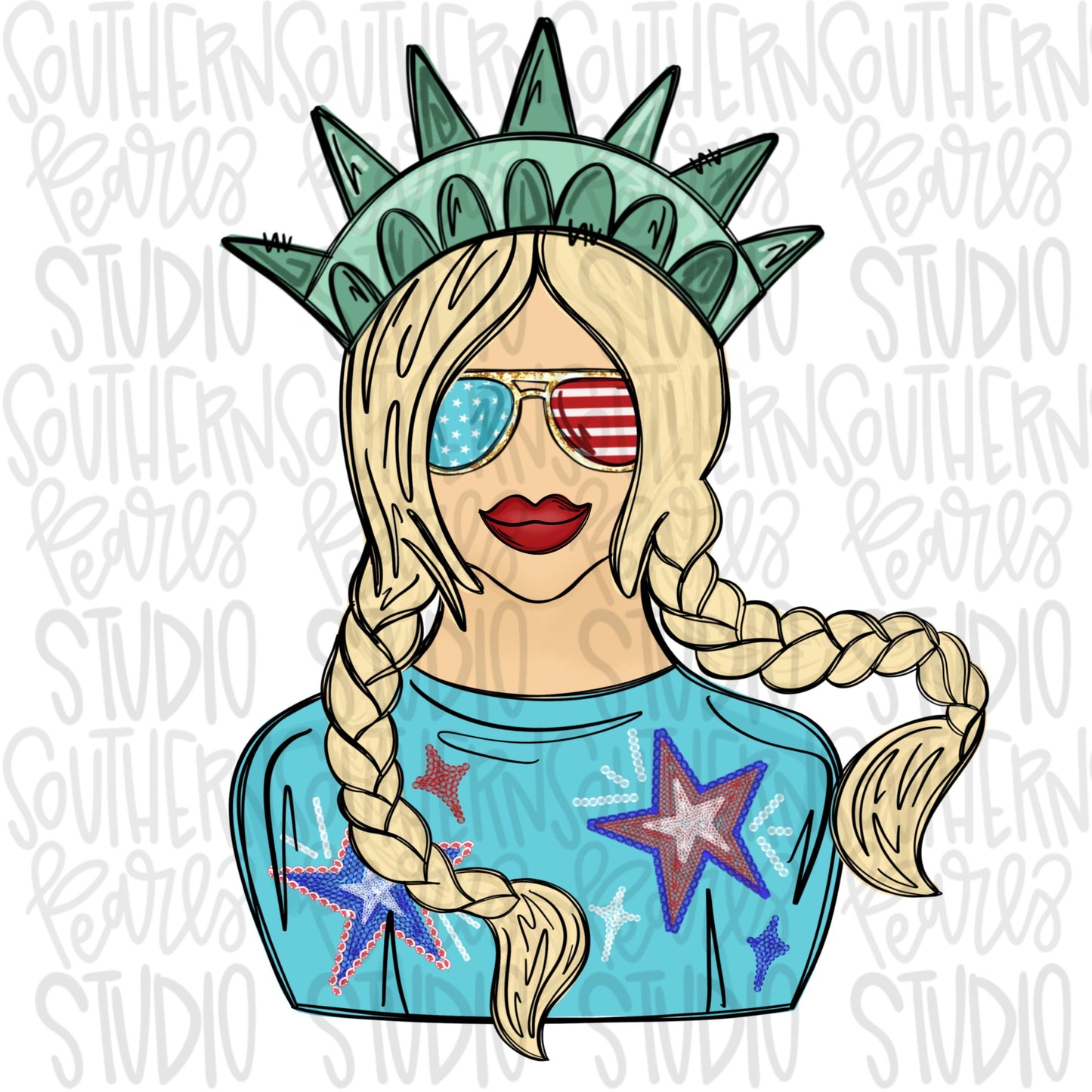 All American girl blonde | Liberty | Freedom | Patriotic | Sublimation Design | Digital Download | Kids | PNG | 2 designs | front & back