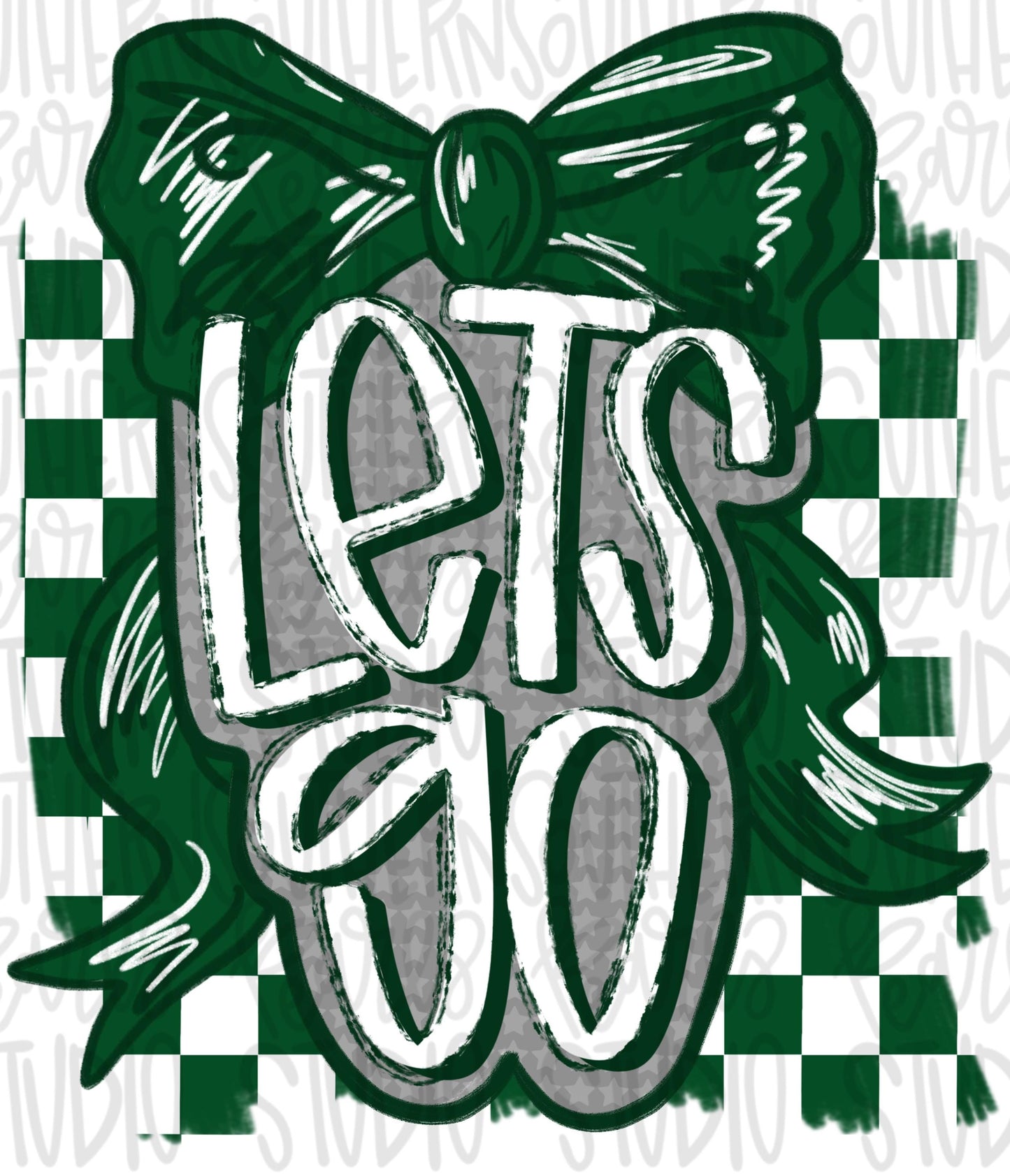 Let’s Go bow | green and white | Go Team | PNG | Sublimation | Design Download | womens and kids
