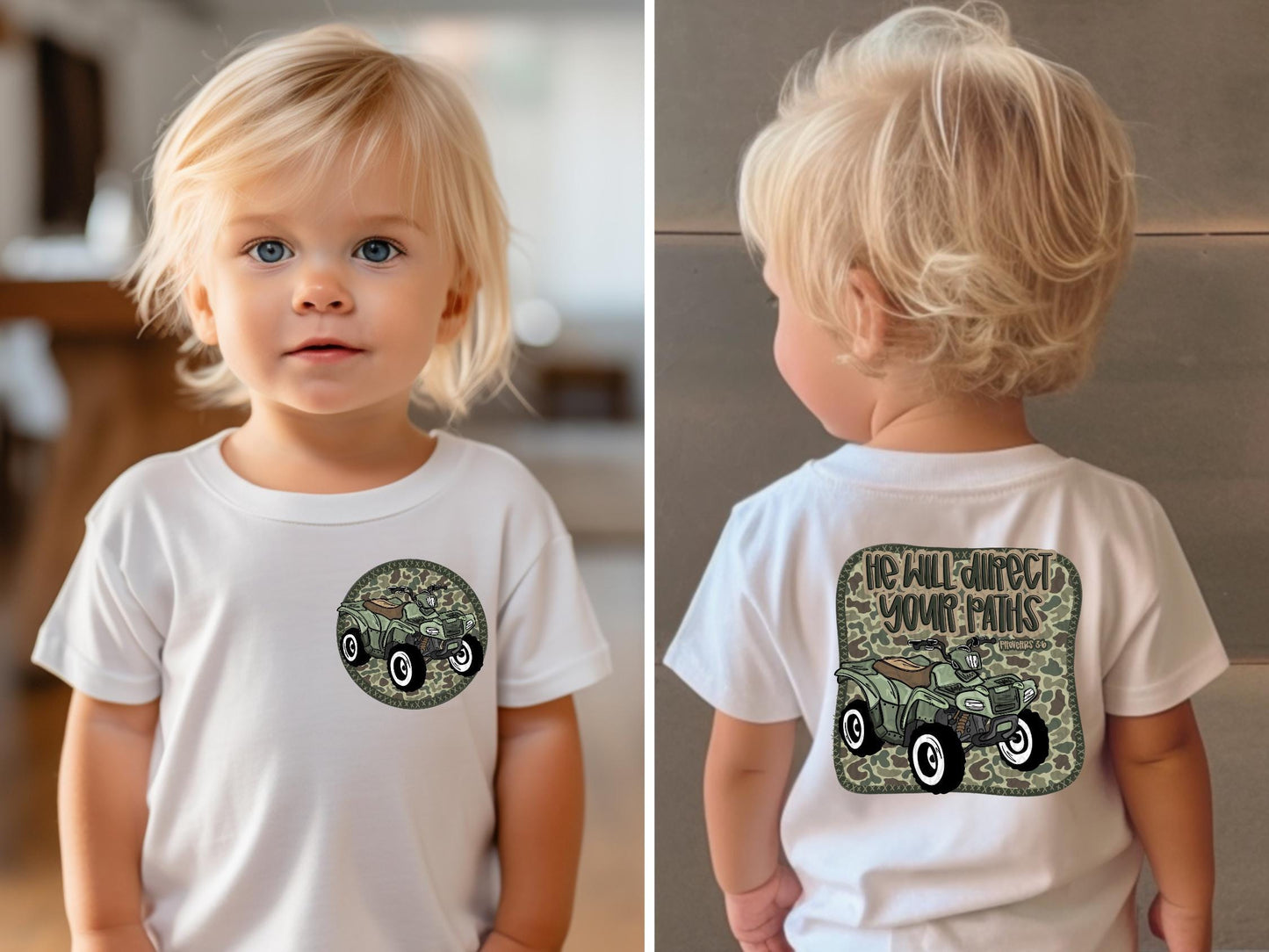 Four wheeler| He will direct your paths | Bible verse | front and back | Sublimation Design | Digital Download | Women’s, Kids PNG