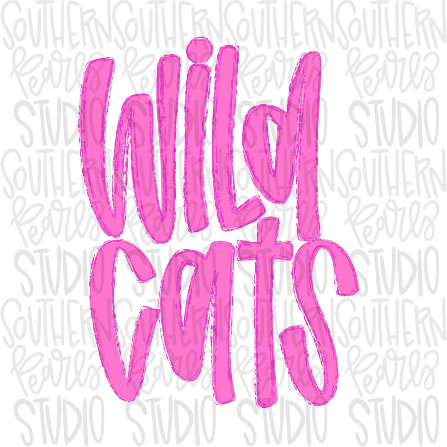 Wildcats | Neon pink Mascot in frame | front and back designs | Sublimation Design | Digital Download | Women’s, Kids Shirt PNG