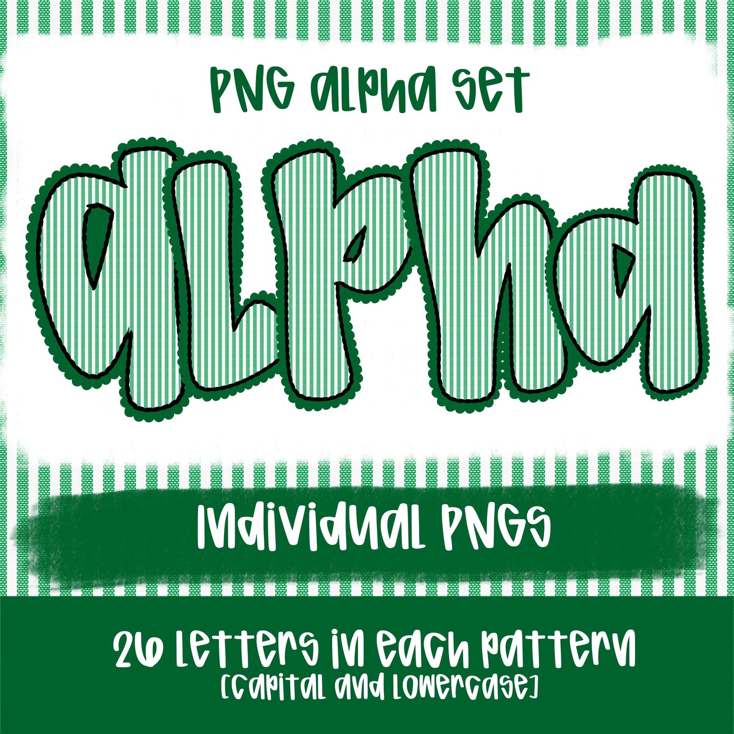 Seersucker Alpha Green | PNG Font | Sublimation Design | Digital Download | Women’s, Kids Shirt PNG