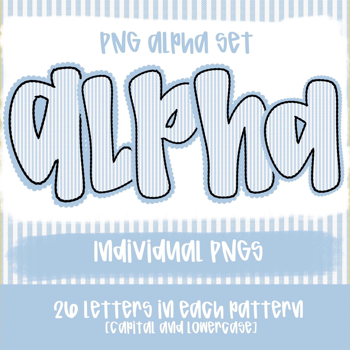 Seersucker Alpha Baby blue | PNG Font | Sublimation Design | Digital Download | Women’s, Kids Shirt PNG