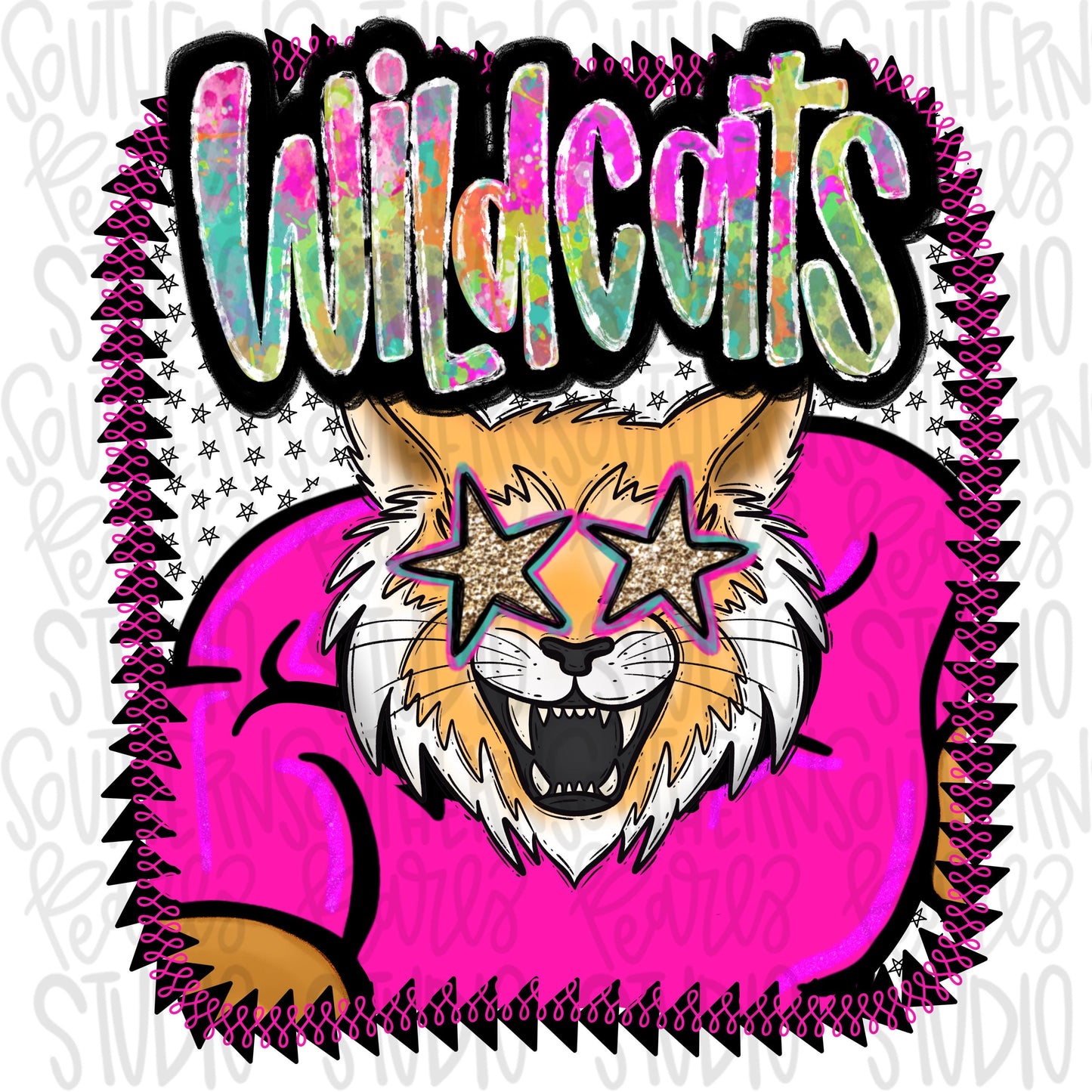 Pink Jersey Mascot Wildcats | Sublimation Design | Digital Download | Women’s, Kids Shirt PNG