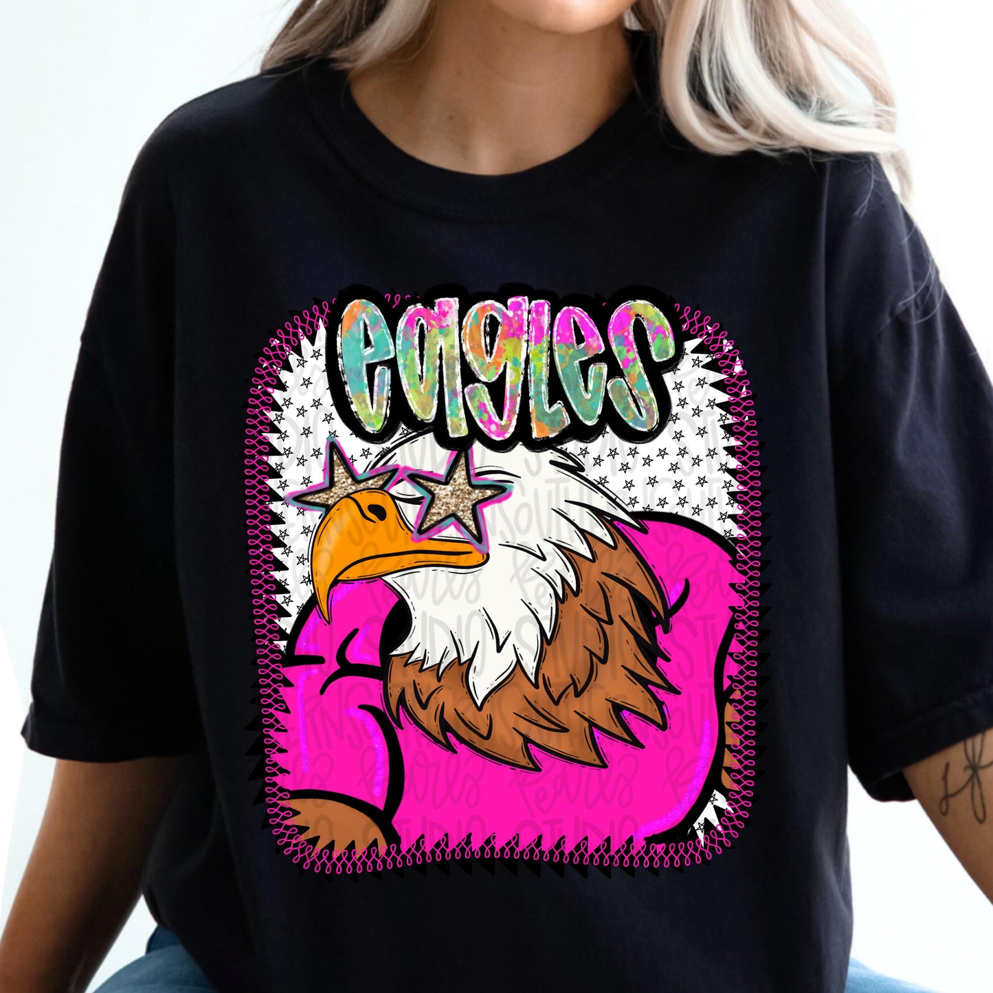 Pink Jersey Mascot Eagles | Sublimation Design | Digital Download | Women’s, Kids Shirt PNG