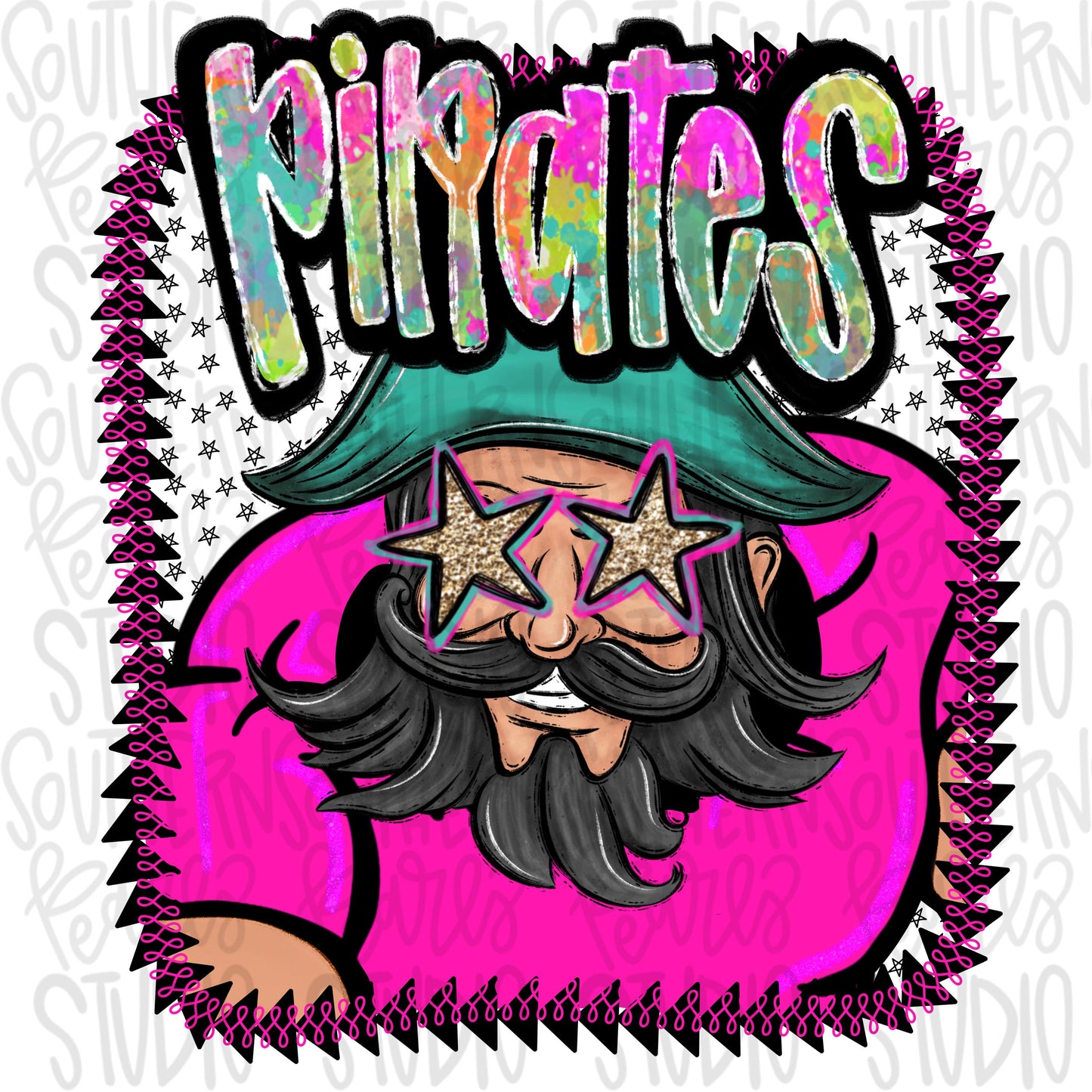 Pink Jersey Mascot Pirates | Sublimation Design | Digital Download | Women’s, Kids Shirt PNG
