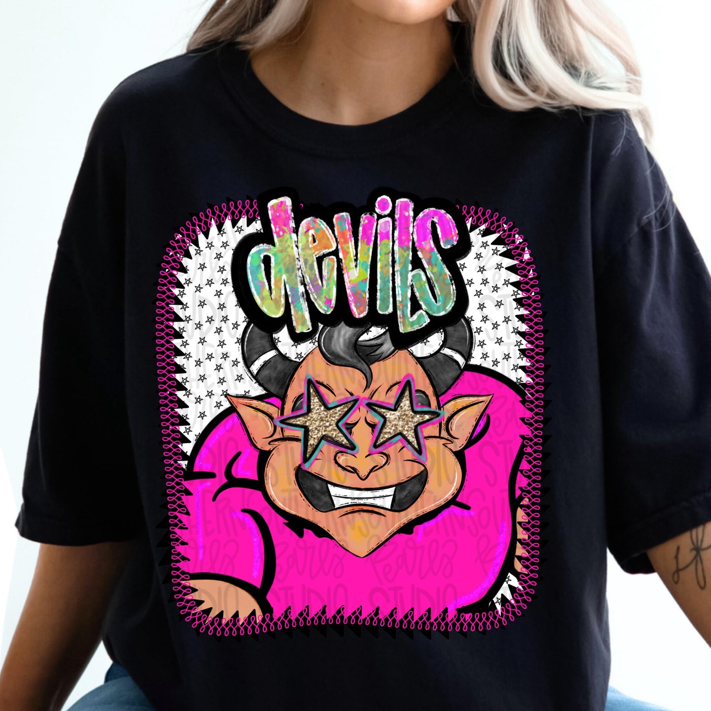 Pink Jersey Mascot Devils | Sublimation Design | Digital Download | Women’s, Kids Shirt PNG