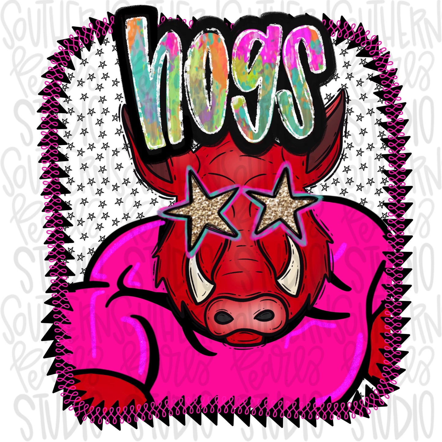 Pink Jersey Mascot hogs | Sublimation Design | Digital Download | Women’s, Kids Shirt PNG