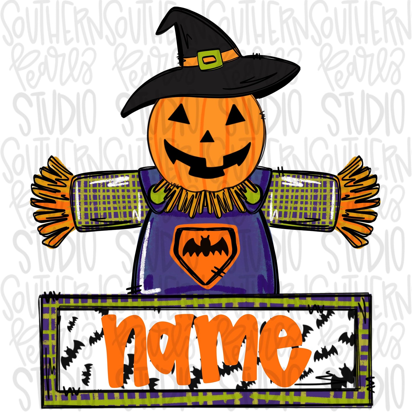 Pumpkin scarecrow with name patch boy | Halloween | Sublimation Design | Digital Download | Women’s, Kids Shirt PNG