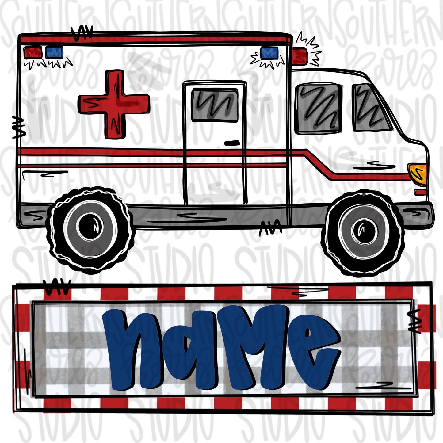 Ambulance with name patch | Sublimation Design | Digital Download | Women’s, Kids Shirt PNG