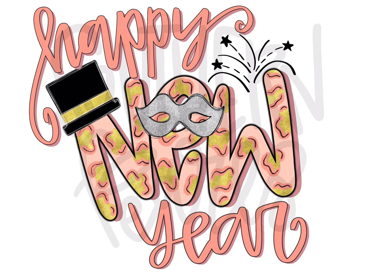 Happy New Year | Sublimation Design | Digital Download | women’s, Kids Shirt PNG