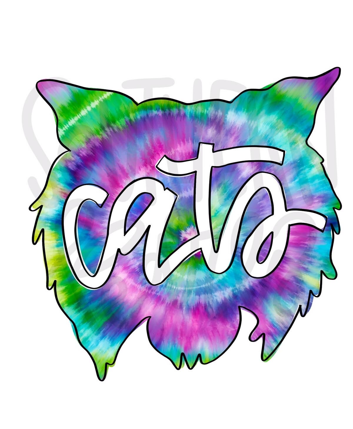 Tie dye cat head | Sublimation Design | Digital Download | Women’s, Kids Shirt PNG