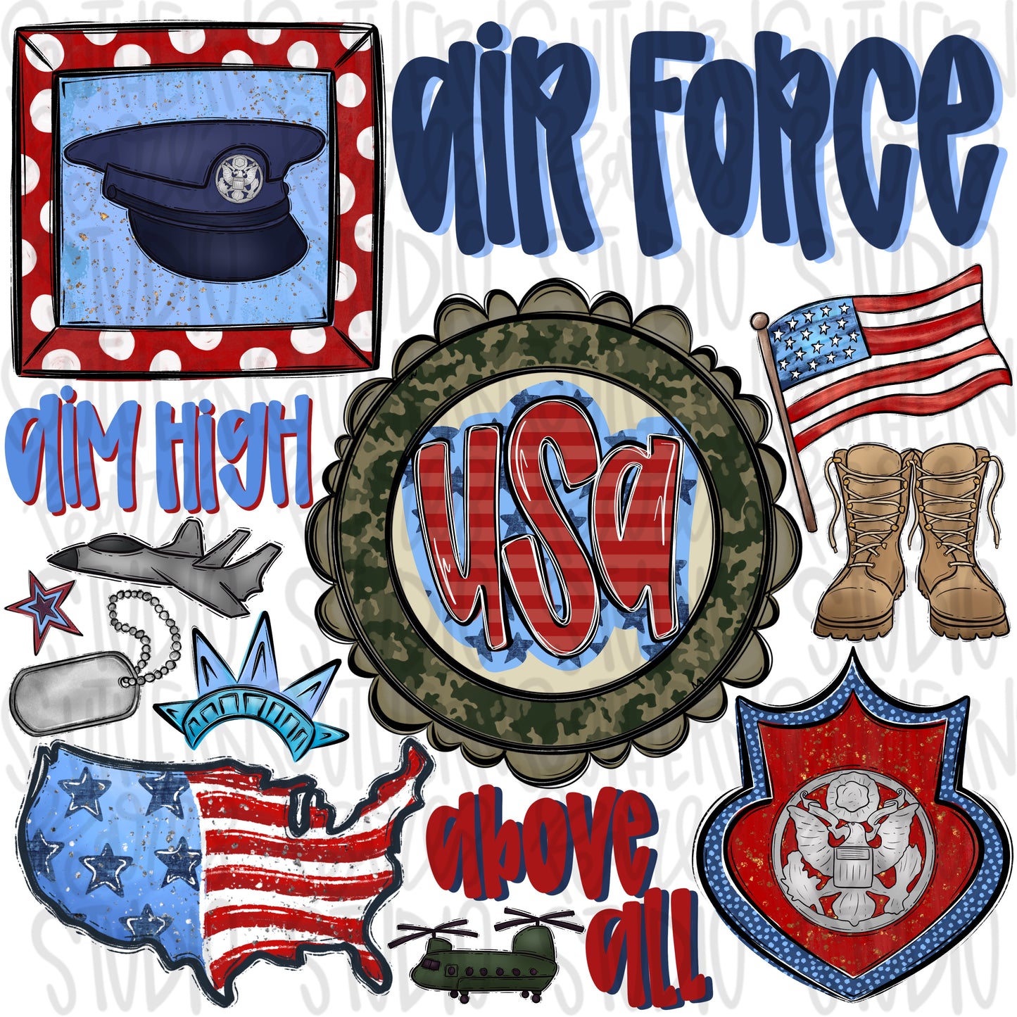 Air Force collage | patriotic | Digital Download | Women’s, Kids Shirt PNG