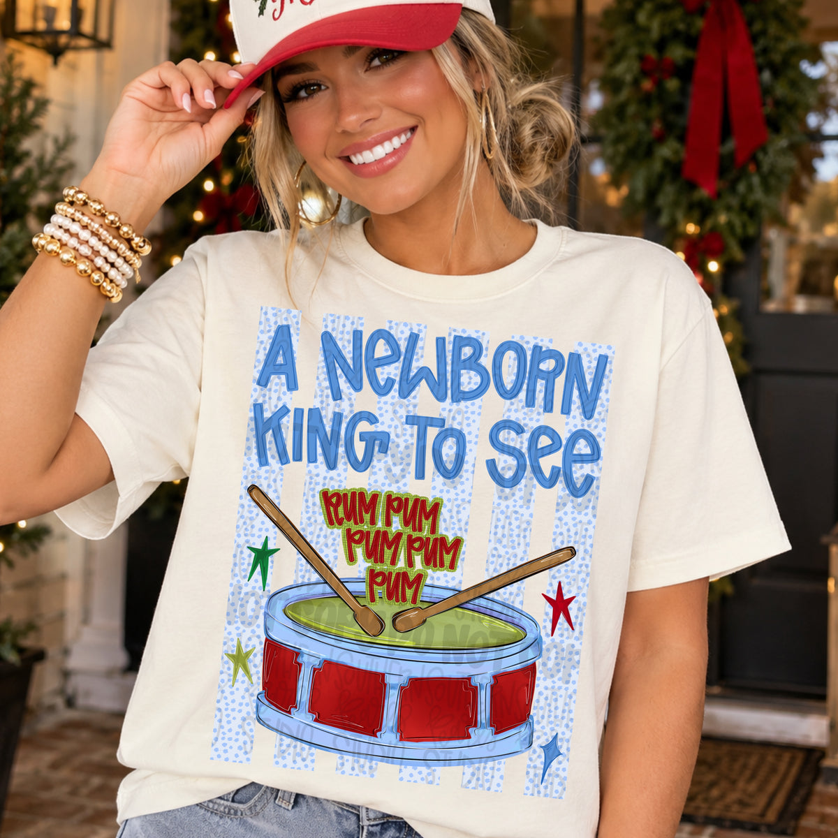 A newborn king to see rum pum drummer boy| Sublimation Design | Digital Download | Women’s, Kids Shirt PNG