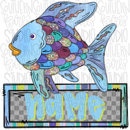 Colorful fish with name patch boyish | Sublimation Design | Digital Download | Kids PNG