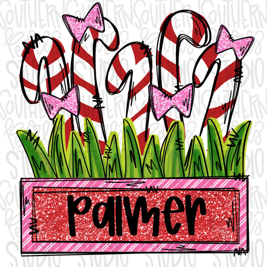 Candy cane garden name patch | Sublimation Design | Digital Download | Women’s, Kids Shirt PNG