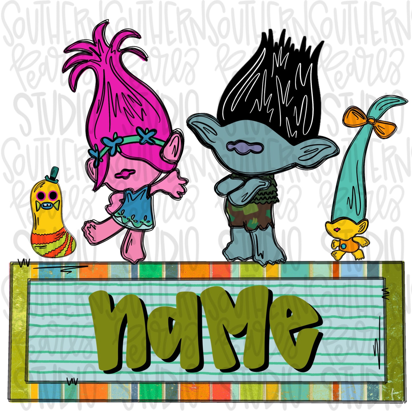 Poppy and friends with name patch boyish trio | Sublimation Design | Digital Download | Women’s, Kids Shirt PNG (Copy)